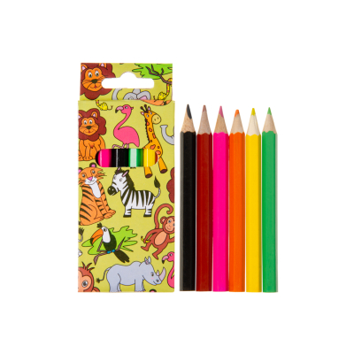 6069 COL PENCILS 6PCS SHORT WILD ANIMALS