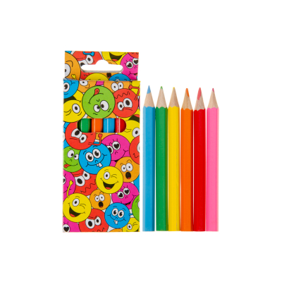 6068 COL PENCILS 6PCS SHORT EMOTION FACE