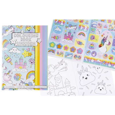 6852 COLORING BOOK W STICKERSHEET UNICORN L