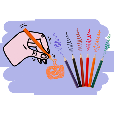 6074 COL PENCILS 6PCS SHORT HALLOWEEN °°°°