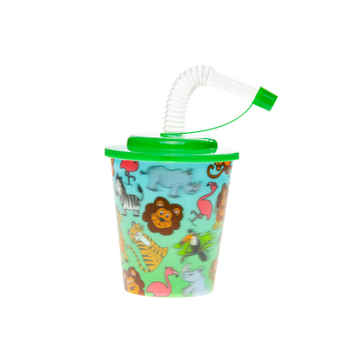 8172 3D CUP W STRAW & LID, WILD ANIMALS