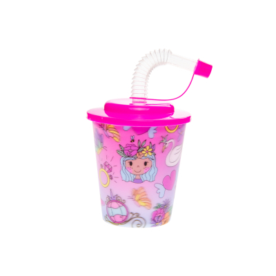 8180 3D CUP W STRAW & LID, PRINCESS