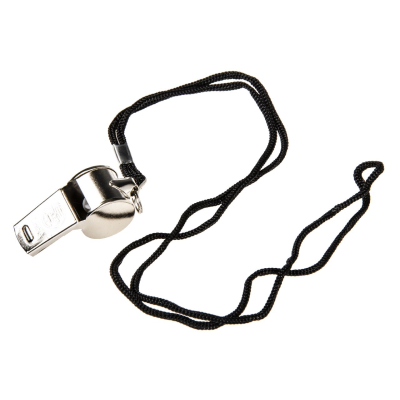 9901 KEYCHAIN METAL AND ROPE WHISTLE