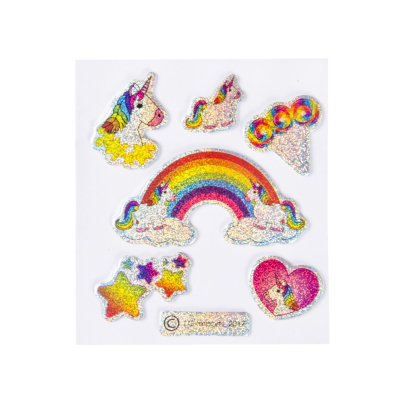 9730 4ASS SHINY STICKERS UNICORN