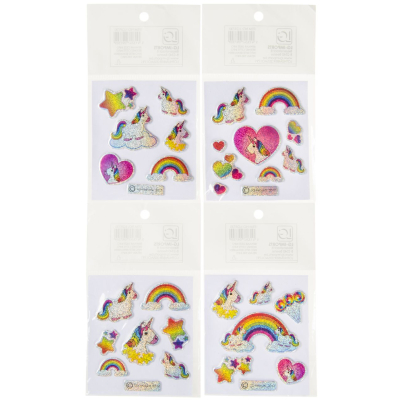 9730 4ASS SHINY STICKERS UNICORN