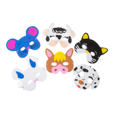 9672 FARM ANIMAL MASK IN FOAM, 6ASS