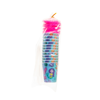8176 3D CUP W STRAW & LID, MERMAID