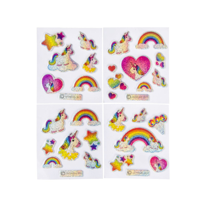 9730 4ASS SHINY STICKERS UNICORN
