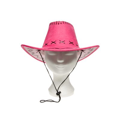 9174 PINK COWBOY HAT LEATHERLOOK