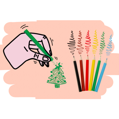 6073 COL PENCILS 6PCS SHORT CHRISTMAS