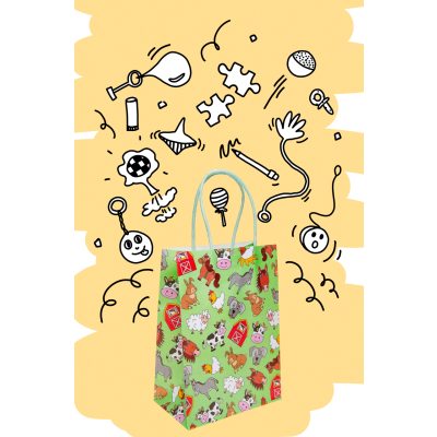 7424 PAPER GIFT BAG, FARM ANIMALS
