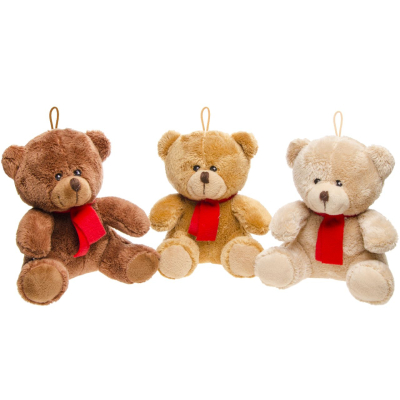 1763 PLUSH BEAR W RED SCARF 3ASS