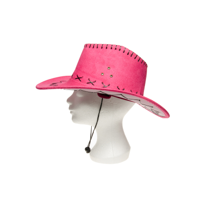 9174 PINK COWBOY HAT LEATHERLOOK