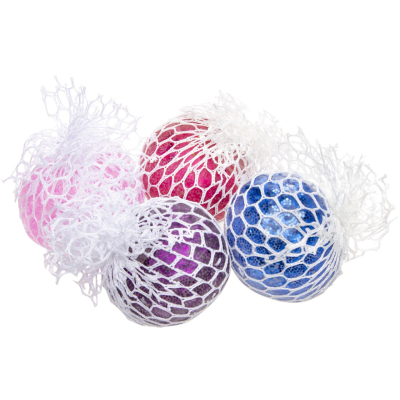 9268 SQUEEZE MESH BALL 65MM, GLITTER