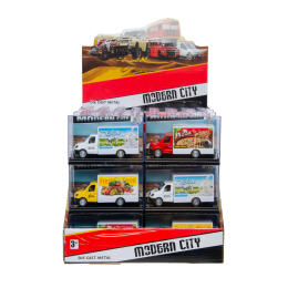 3052 DIECAST DELIVERY FOOD TRUCK PULL BACK