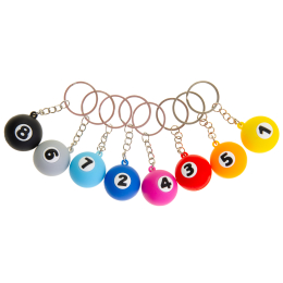 9922 KEYCHAIN RUBBER BALL BILLIARDS