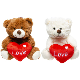 1854 PLUSH BEAR W HEART 2ASS