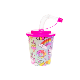 8171 3D CUP W STRAW & LID, UNICORN
