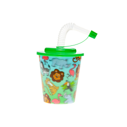 8172 3D CUP W STRAW & LID, WILD ANIMALS