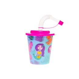 8176 3D CUP W STRAW & LID, MERMAID