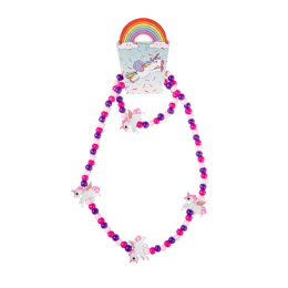 0470 WOODEN UNICORN NECKLACE W BRACELET