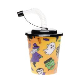 8184 3D CUP W STRAW & LID HALLOWEEN °°°°