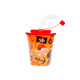 8170 3D CUP W STRAW & LID, PIRATE