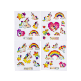 9730 4ASS SHINY STICKERS UNICORN