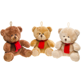 1763 PLUSH BEAR W RED SCARF 3ASS